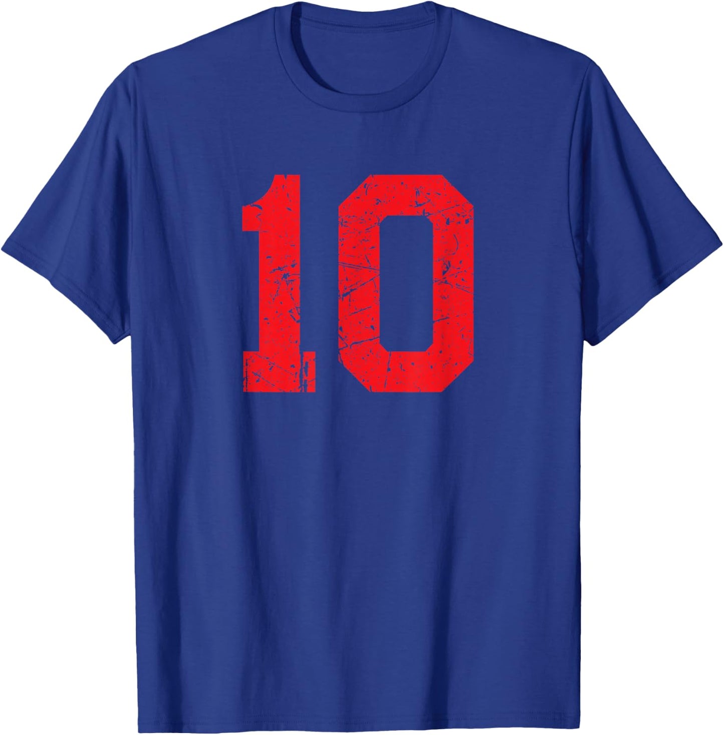 Number #10 Sport Red Vintage Plain Number T-Shirt - T-Shirt | Royal