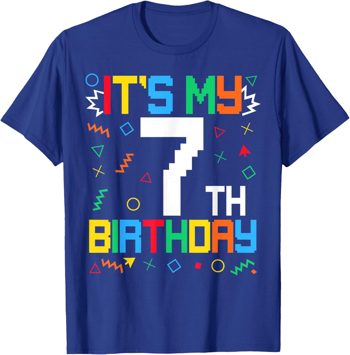 It's My 7th Birthday Gamer Kids Video Game Birthday T-Shirt - T-Shirt | Royal