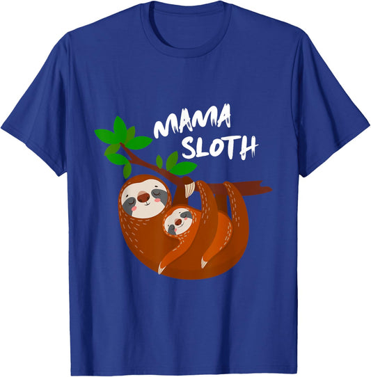 Cute Sloth Mom Mothers Day Gift Sloth T-Shirt - T-Shirt | Royal
