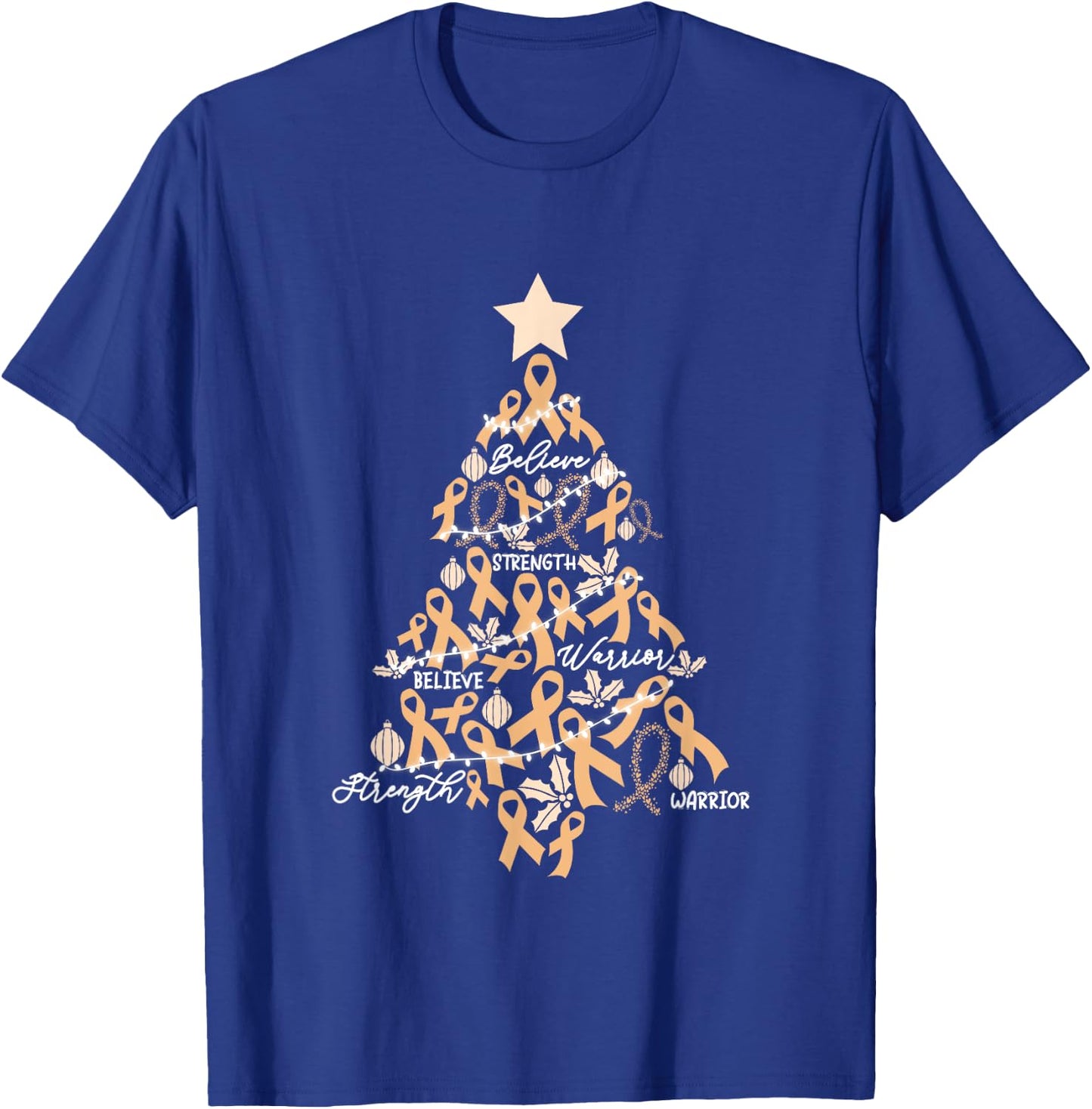 Christmas Uterine Cancer Endometrial Awareness Ribbon T-Shirt - T-Shirt | Royal
