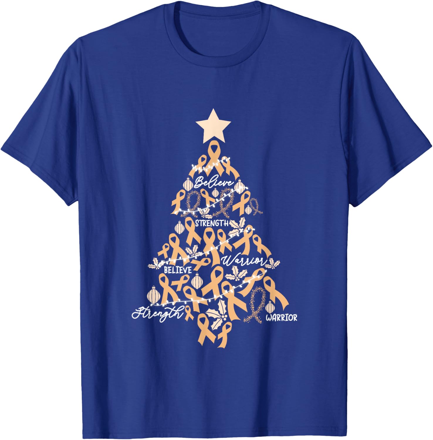 Christmas Uterine Cancer Endometrial Awareness Ribbon T-Shirt - T-Shirt | Royal