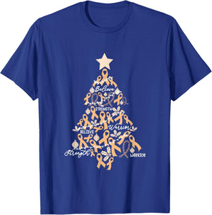 Christmas Uterine Cancer Endometrial Awareness Ribbon T-Shirt - T-Shirt | Royal