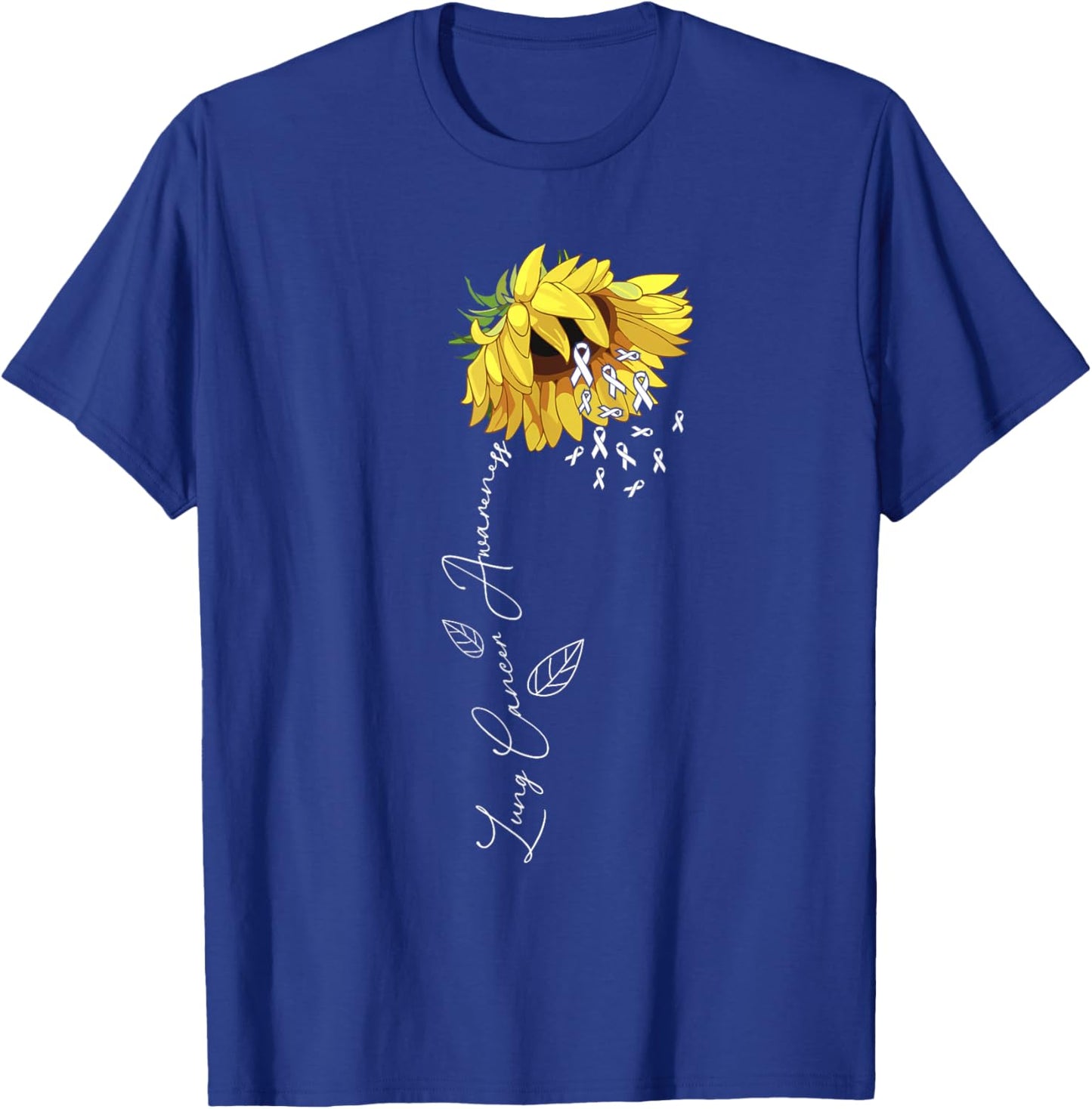 Lung Cancer Awareness Sunflower T-Shirt - T-Shirt | Royal
