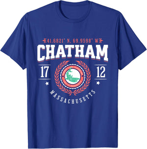 Chatham MA Cape Cod Souvenir Beach Shark Nautical Design Men Women Girls Kids T-Shirt - T-Shirt | Royal