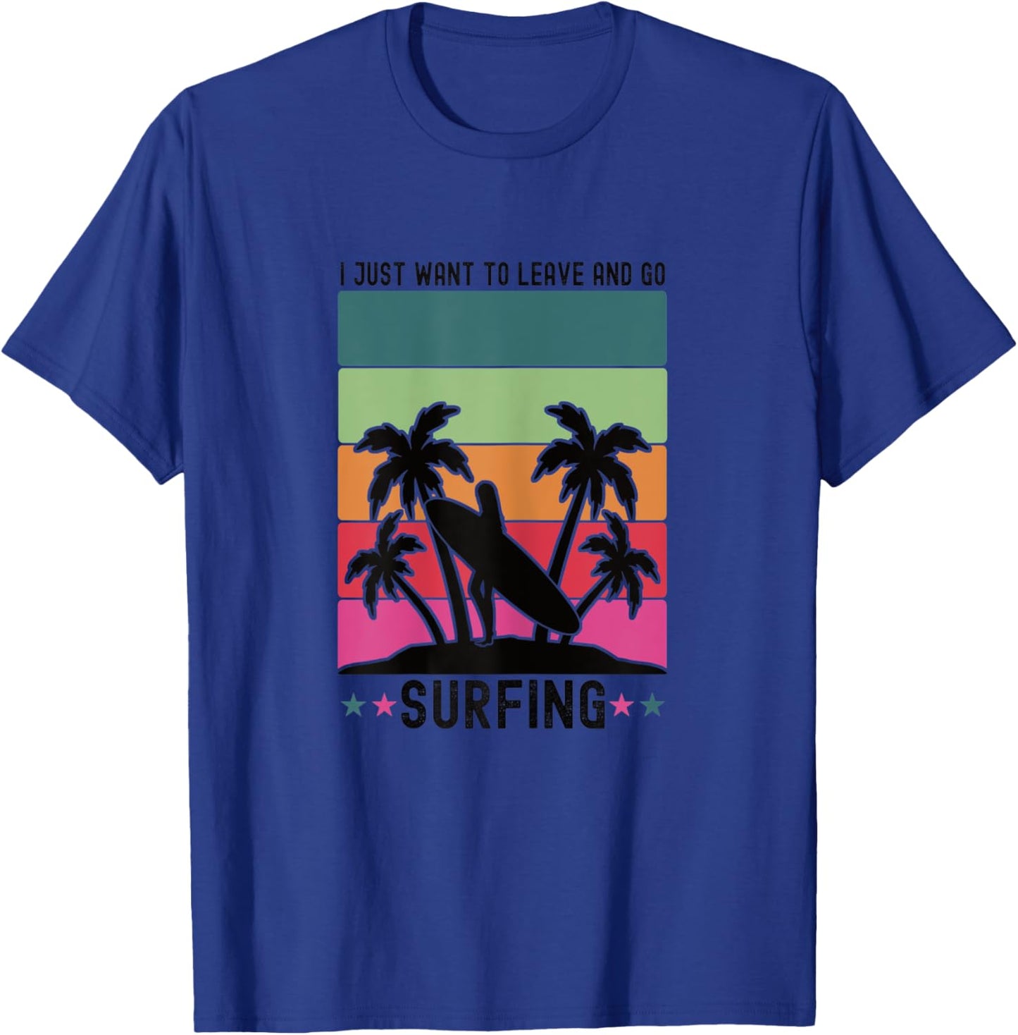 Cool Funny Retro Sunset Vintage Surfing Surfer Girl Surf T-Shirt - T-Shirt | Royal