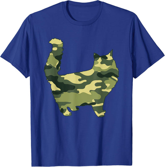 Military Cat Camo Men Print US Feline Pet Kitty Veteran Gift T-Shirt - T-Shirt | Royal
