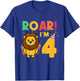I'm 4 Years Old Lion Roar Funny 4th Birthday Boy Girl Kids T-Shirt - T-Shirt | Royal