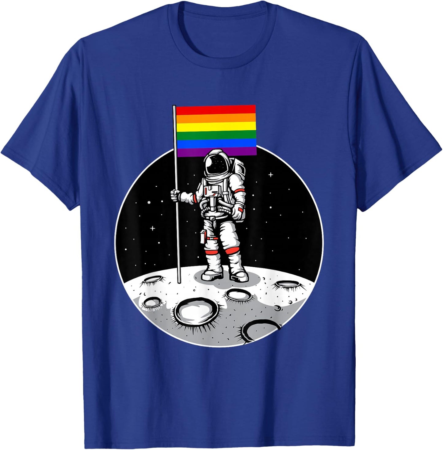 LGBT Gay Pride Rainbow Flag Astronaut Moon Landing T-Shirt - T-Shirt | Royal