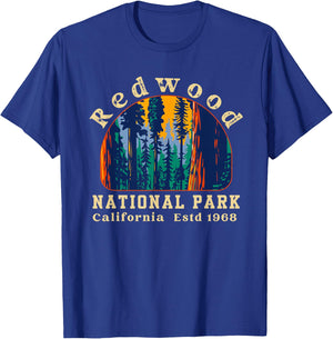 Redwood National Park California Retro Vintage Camping Gifts T-Shirt - T-Shirt | Royal