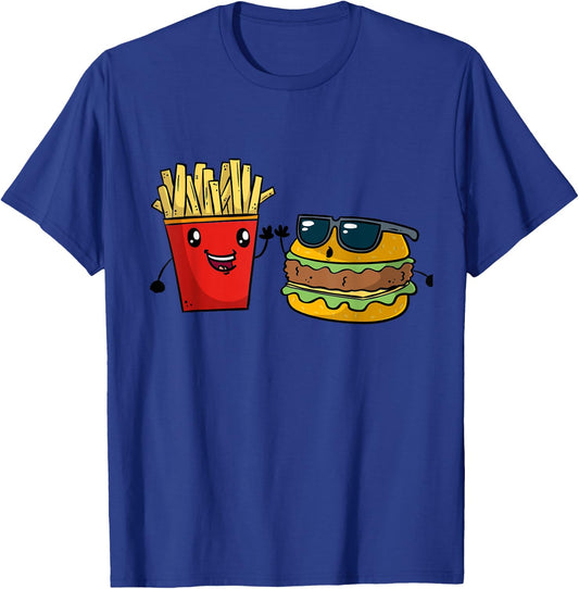 Funny Fast Food Hamburger French Fries Besties Gift T-Shirt - T-Shirt | Royal