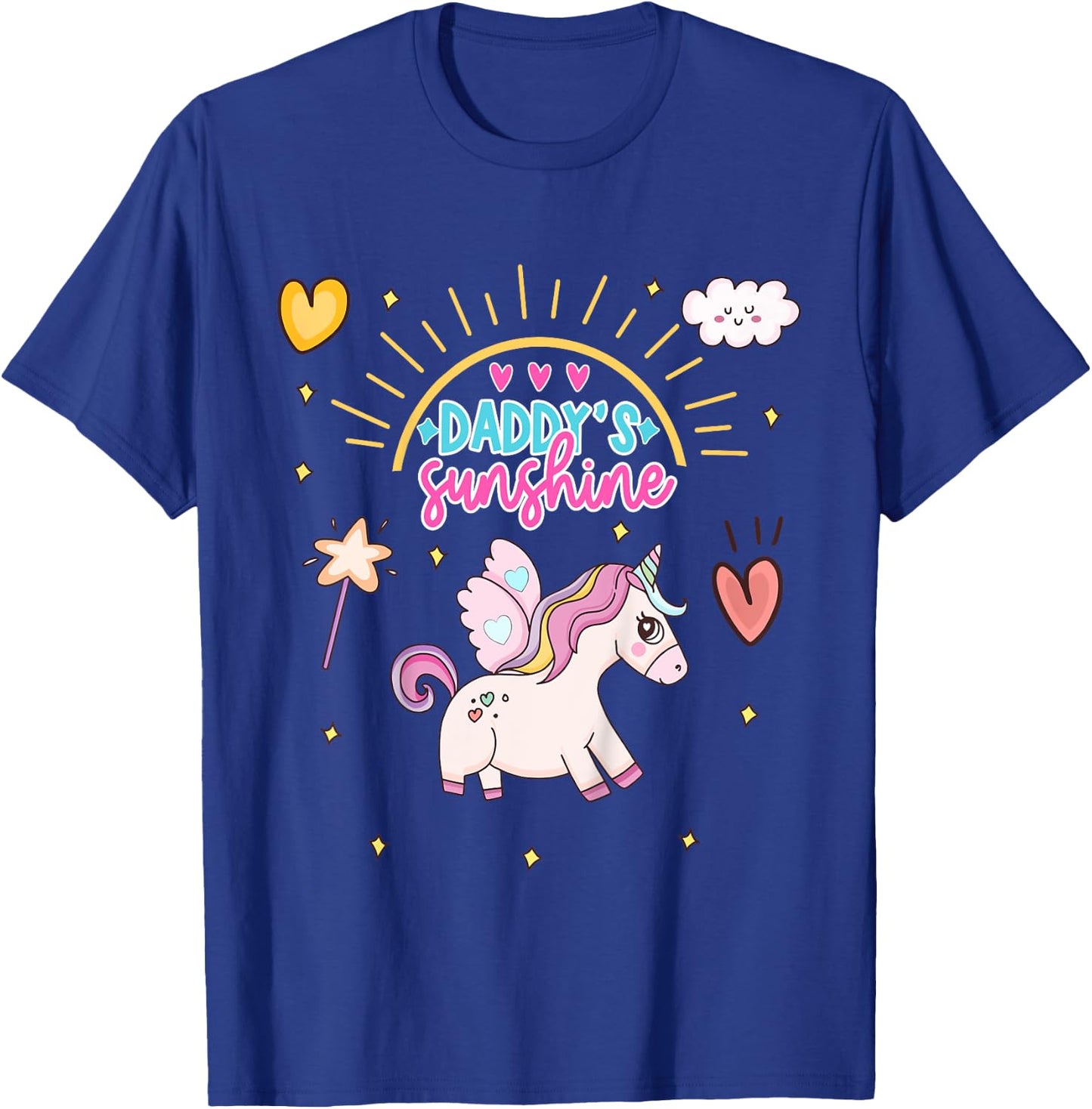 Unicorn with Wings Daddy's Sunshine Daddy's Favorite T-Shirt - T-Shirt | Royal