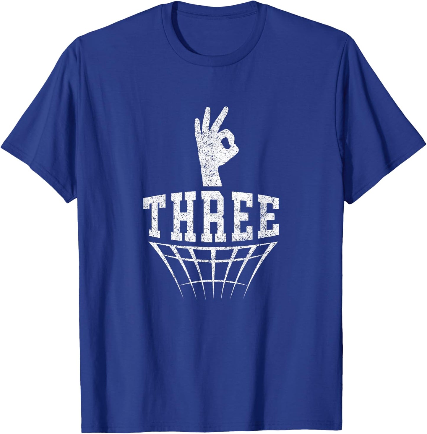 Three Fingers Hand Signal Basketball 3 Point Shot T-Shirt - T-Shirt | Royal
