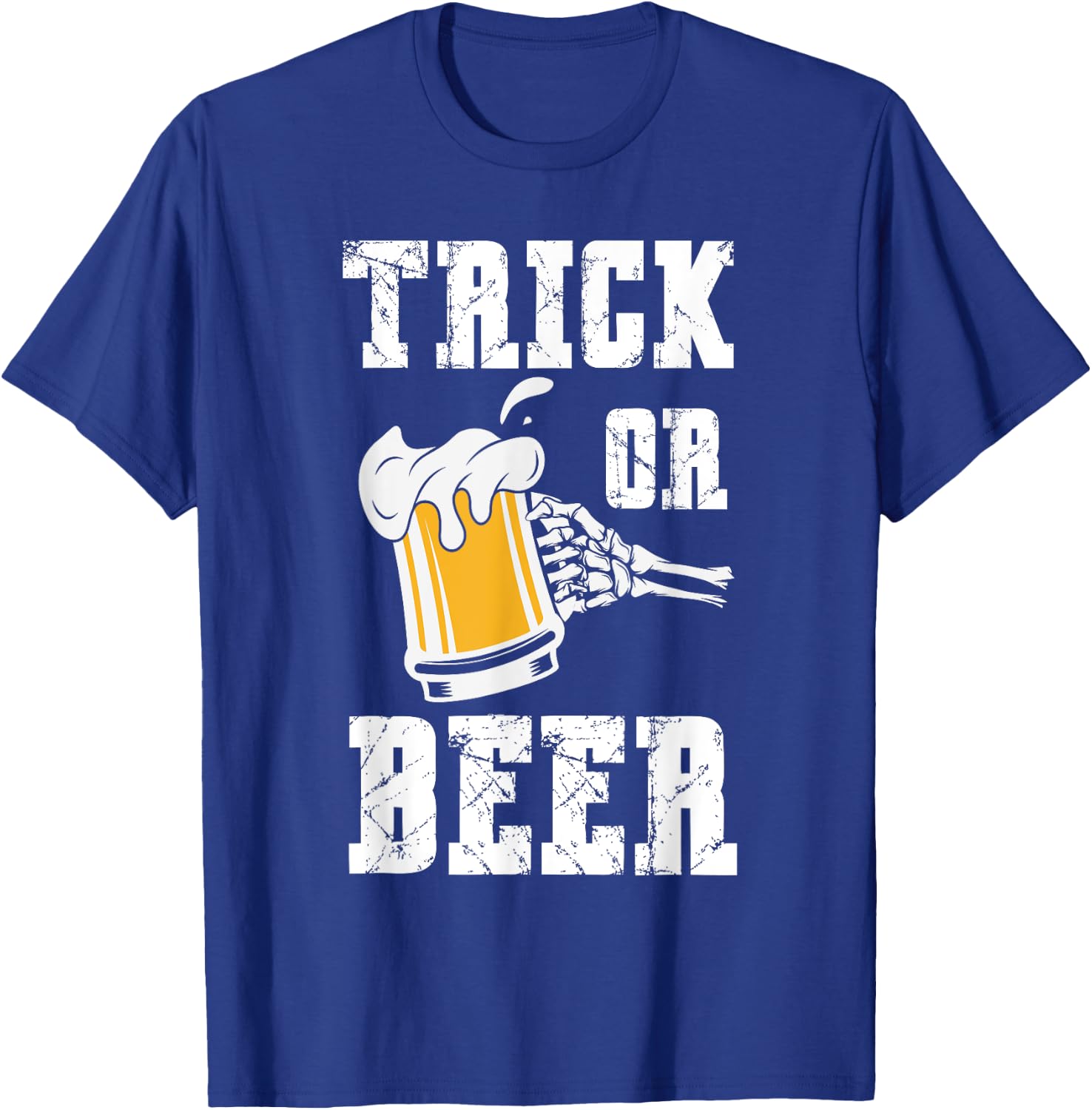 Trick or Beer Funny Party Halloween T-Shirt - T-Shirt | Royal