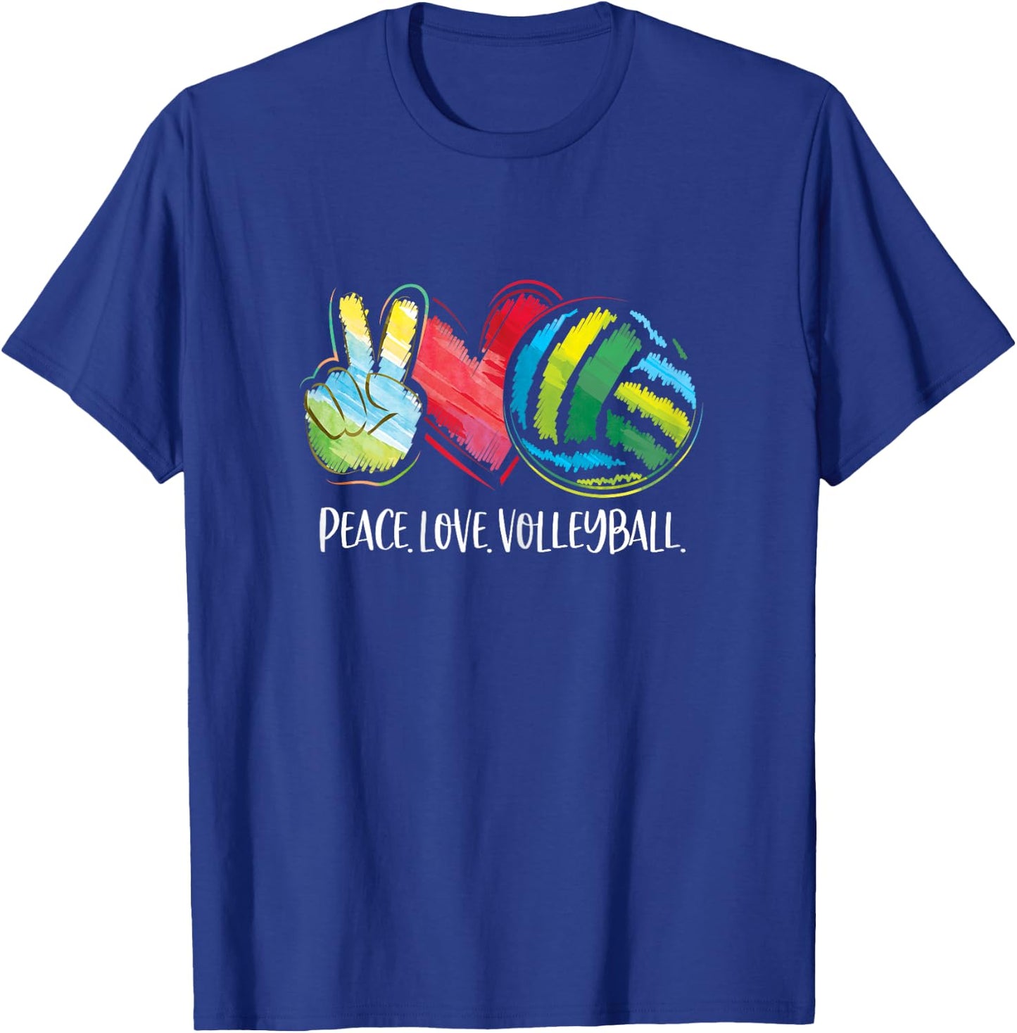 Volleyball Player Women Peace Love Volleyball T-Shirt - T-Shirt | Royal