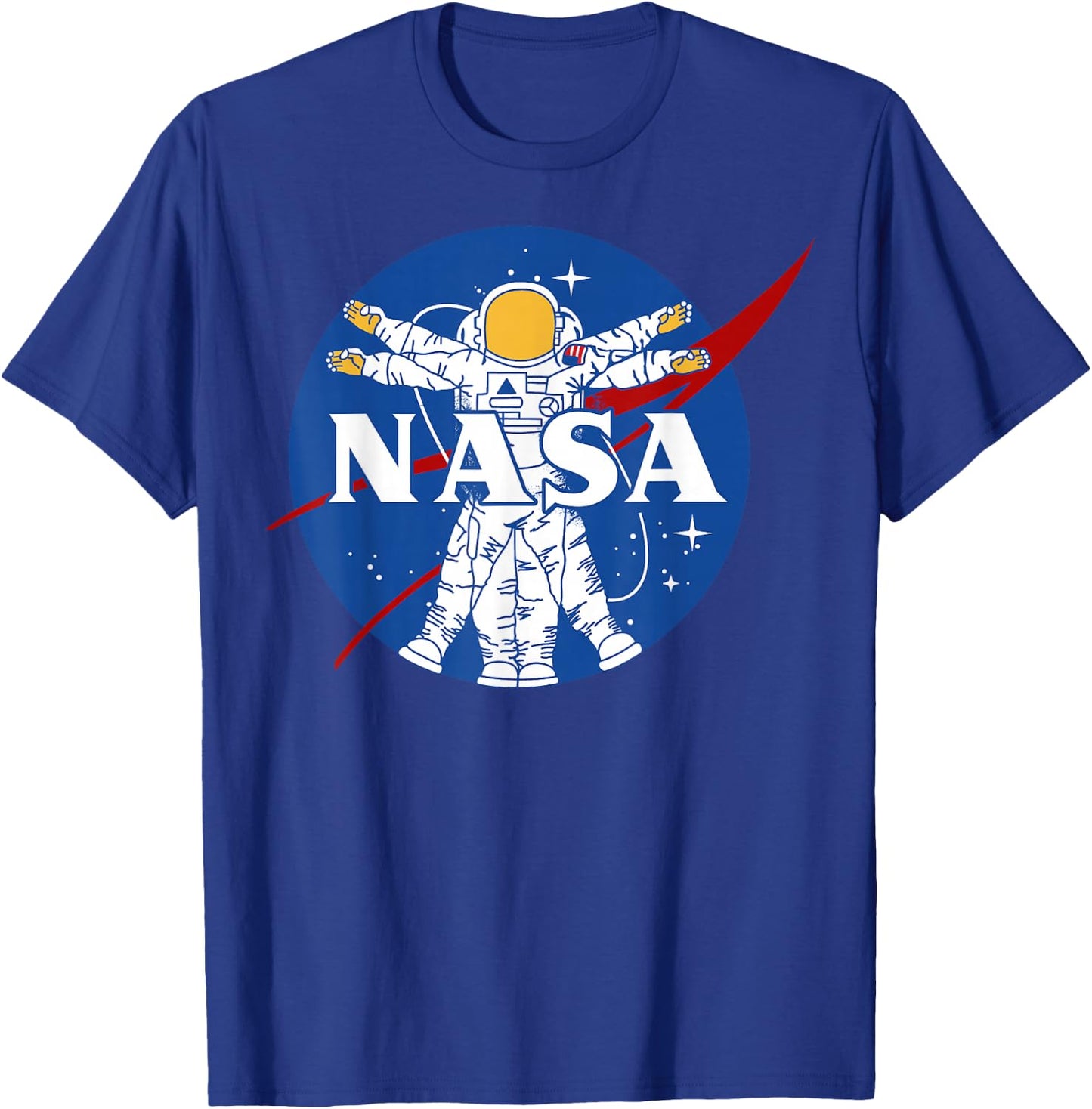 NASA Astronaut Vitruvian Man Style Logo T-Shirt - T-Shirt | Royal