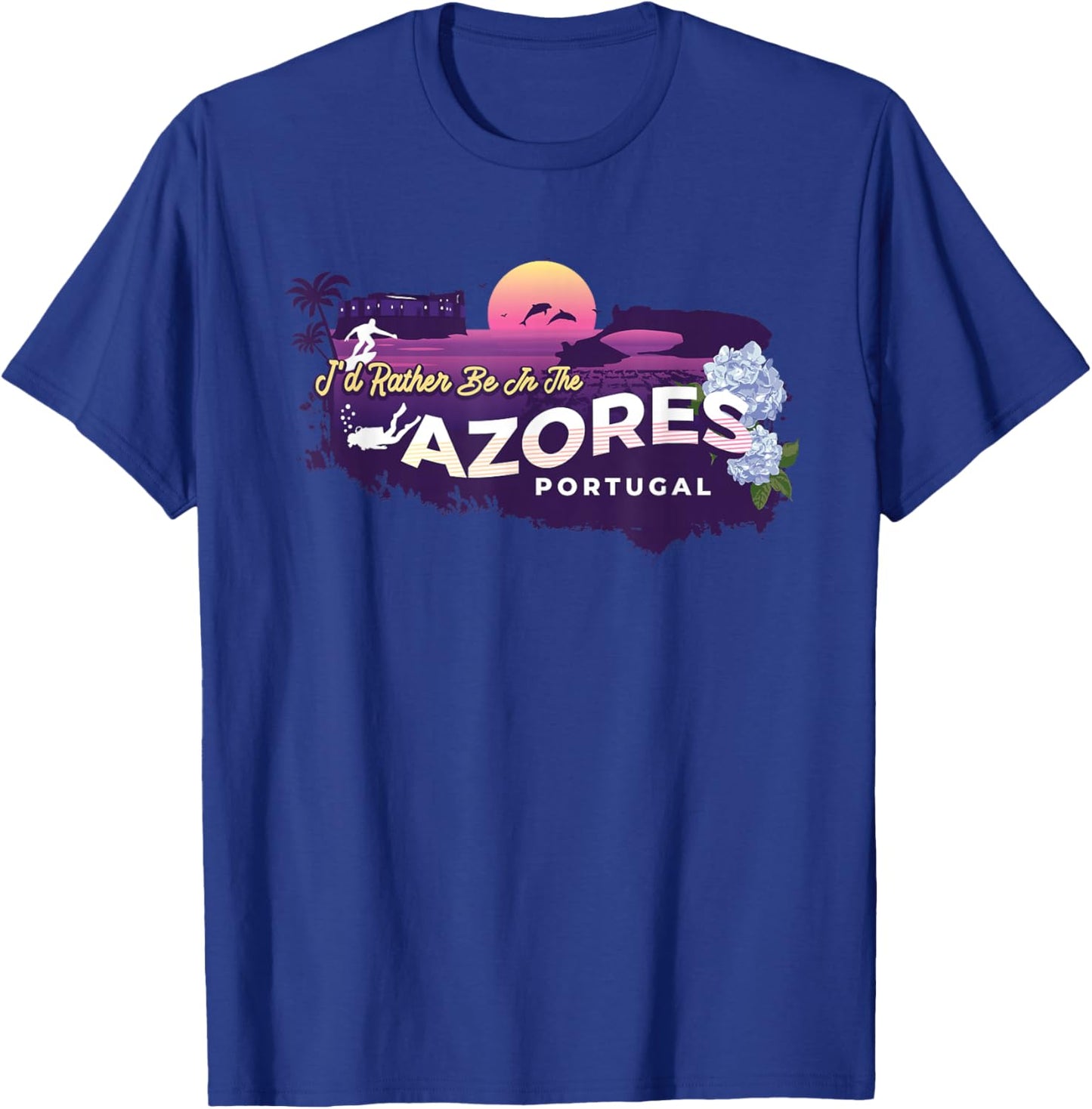 I'd Rather Be in The Azores Portugal Vintage Souvenir T-Shirt - T-Shirt | Royal