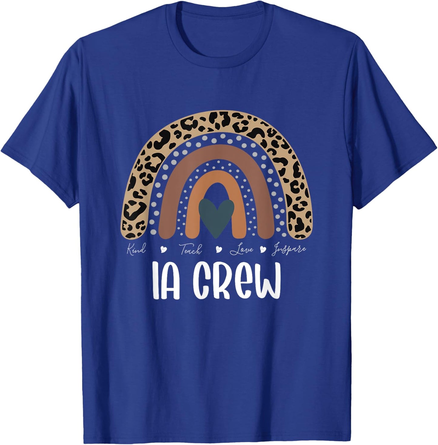 Leopard Rainbow Teacher Student, IA Crew T-Shirt - T-Shirt | Royal