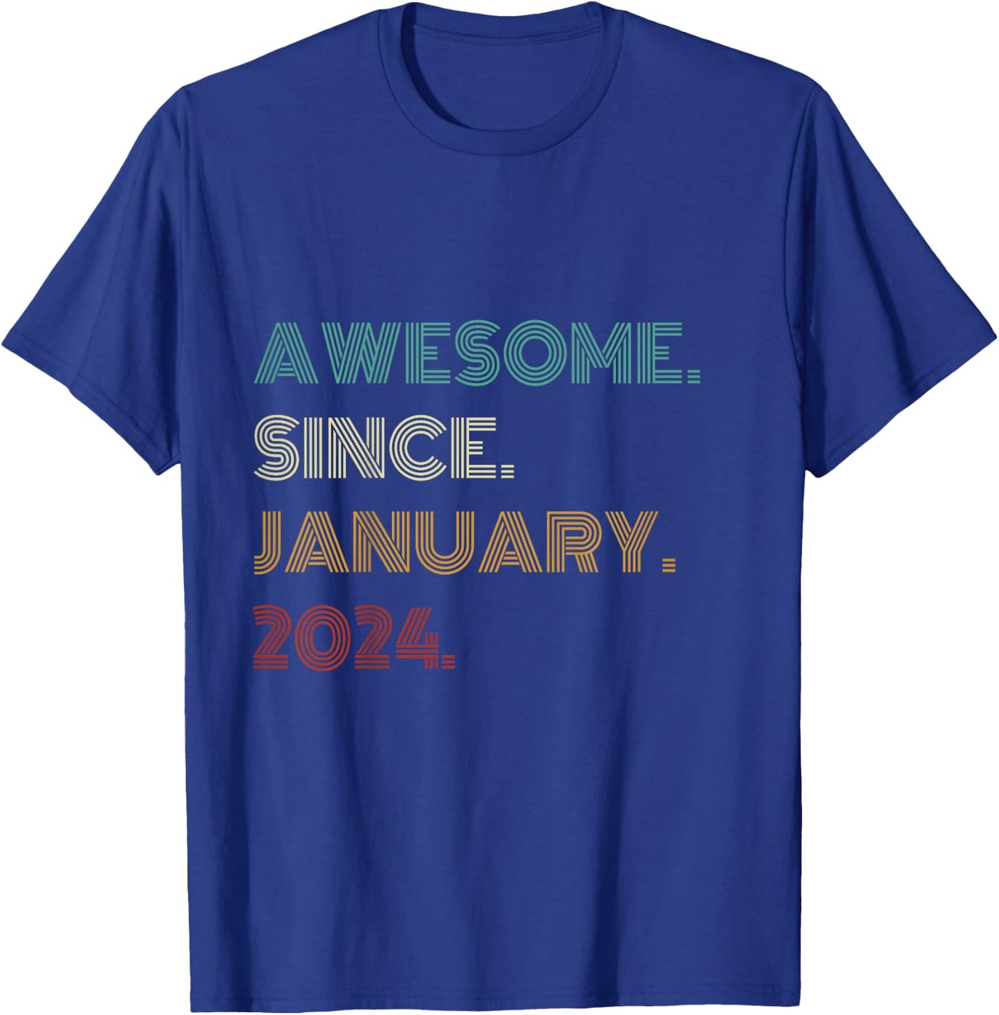 Kids 2 Years Old Awesome Since January 2024 2nd Birthday T-Shirt - T-Shirt | Royal