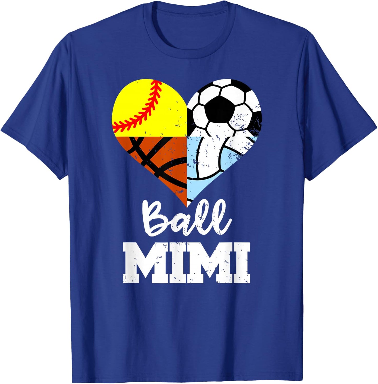 Ball Mimi Soccer Softball Volleyball Basketball Mimi Heart T-Shirt - T-Shirt | Royal