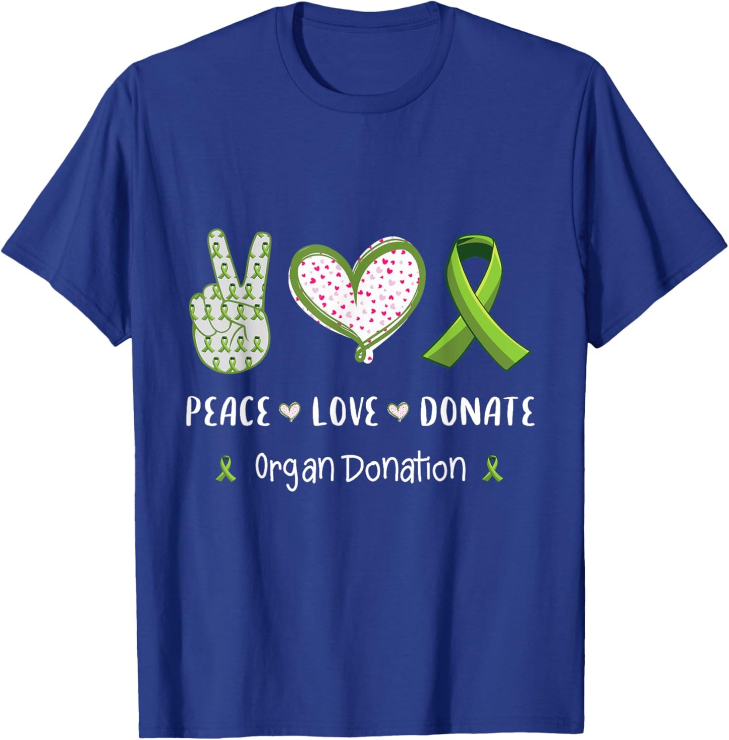 Peace Love cure Organ donation awareness men women kids T-Shirt - T-Shirt | Royal