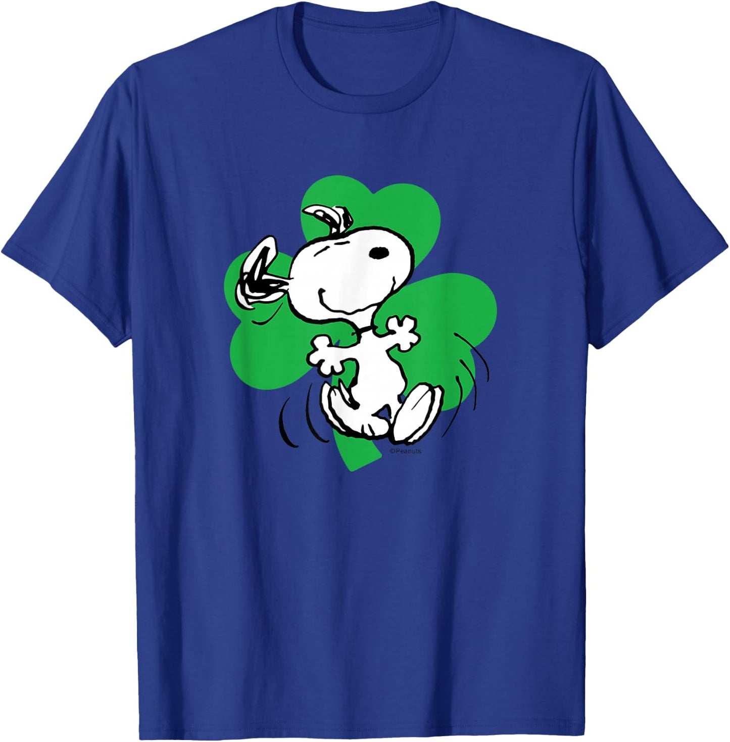 Peanuts - St.Patricks - Dancing Snoopy Shamrock T-Shirt - T-Shirt | Royal