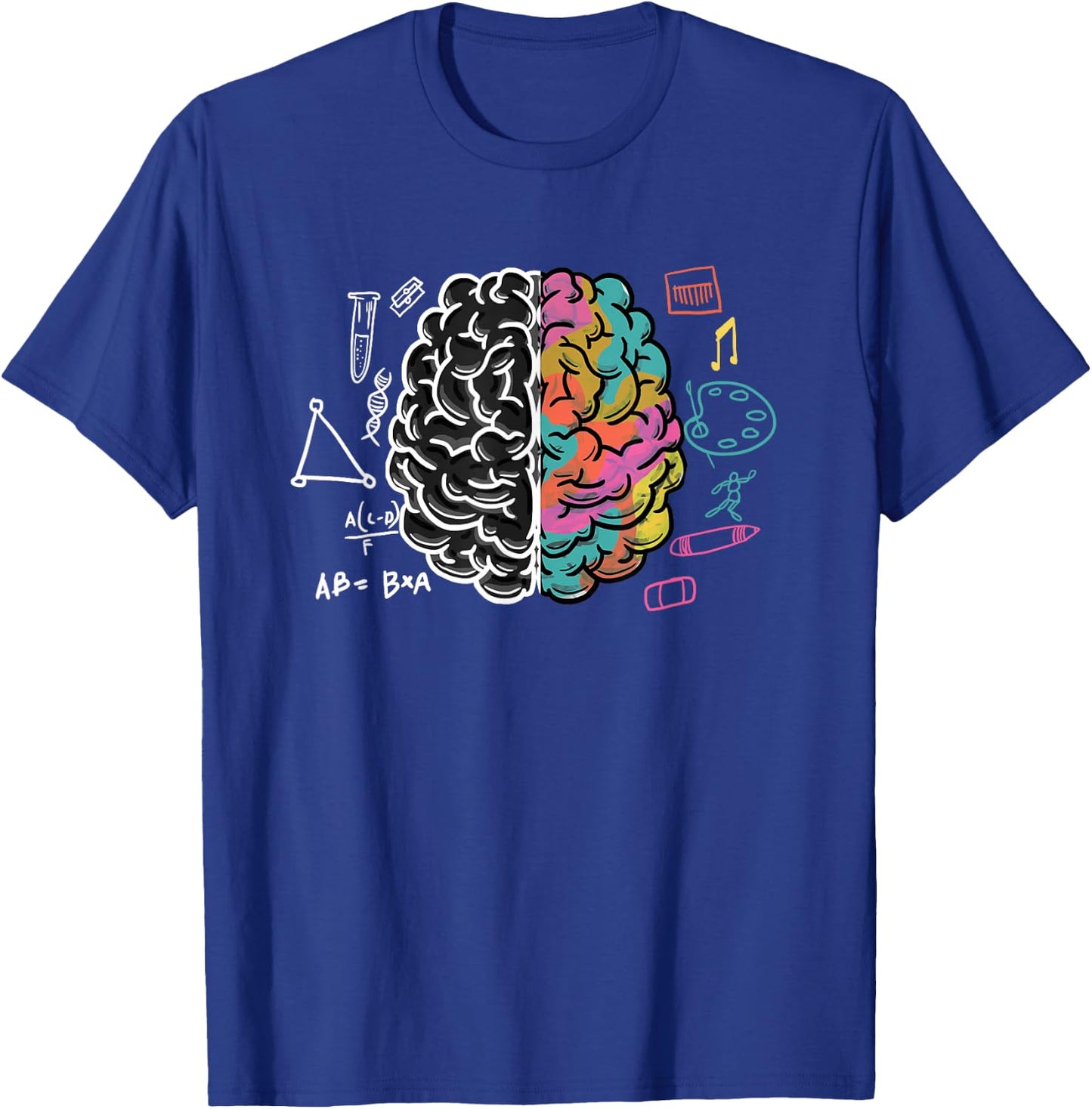 Color Splitted Brain Science Art Physician Neurologist Gift T-Shirt - T-Shirt | Royal