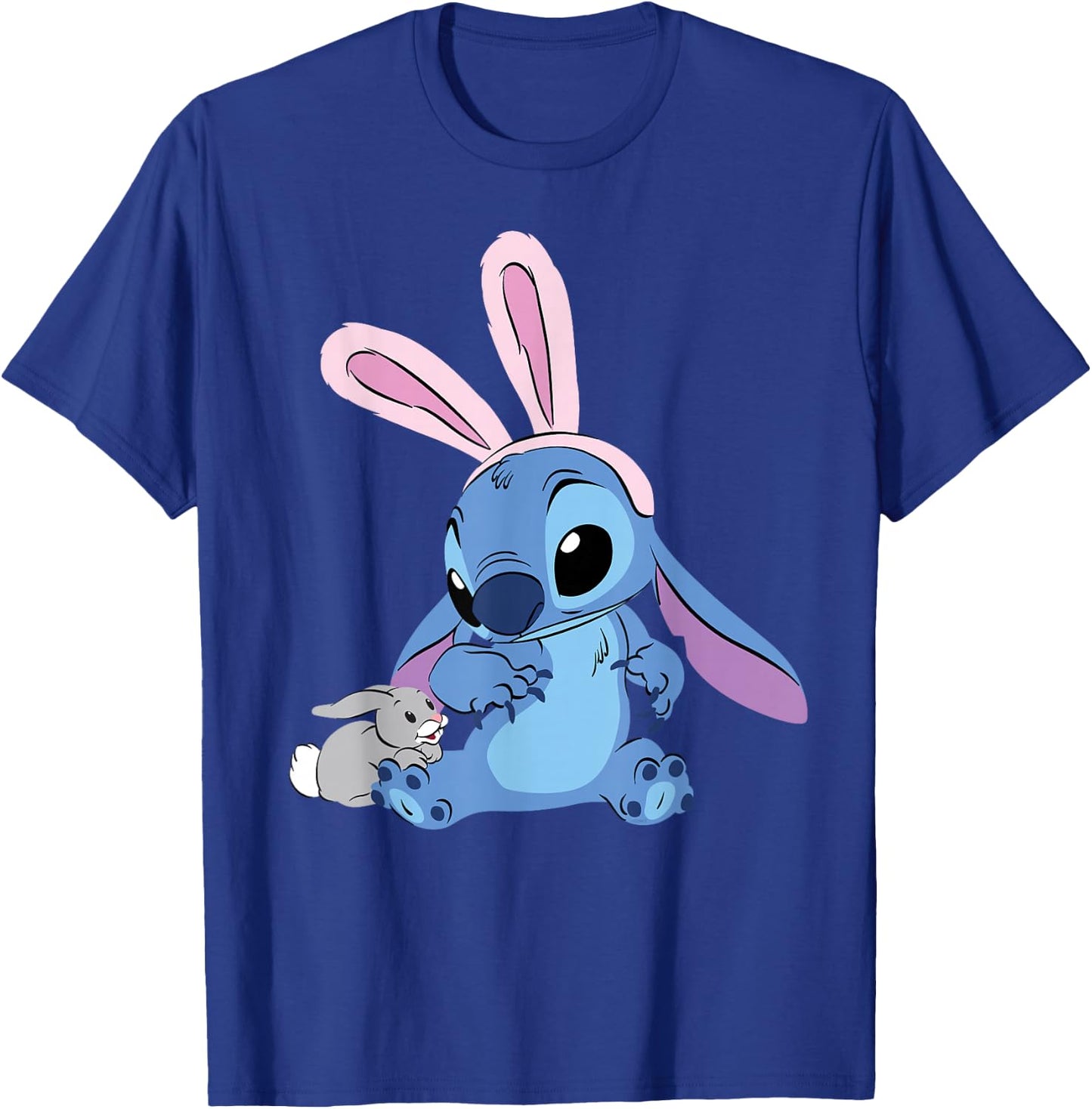 Disney Stitch in Easter Bunny Costume with Cute Fuzzy Friend T-Shirt - T-Shirt | Royal
