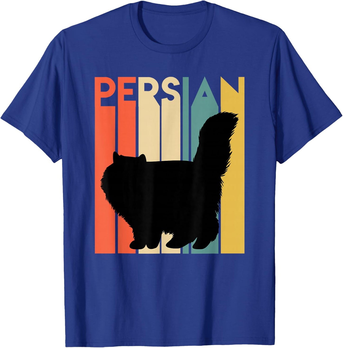 Retro Persian Cat Silhouette Vintage Feline Cat Lover Gift T-Shirt - T-Shirt | Royal