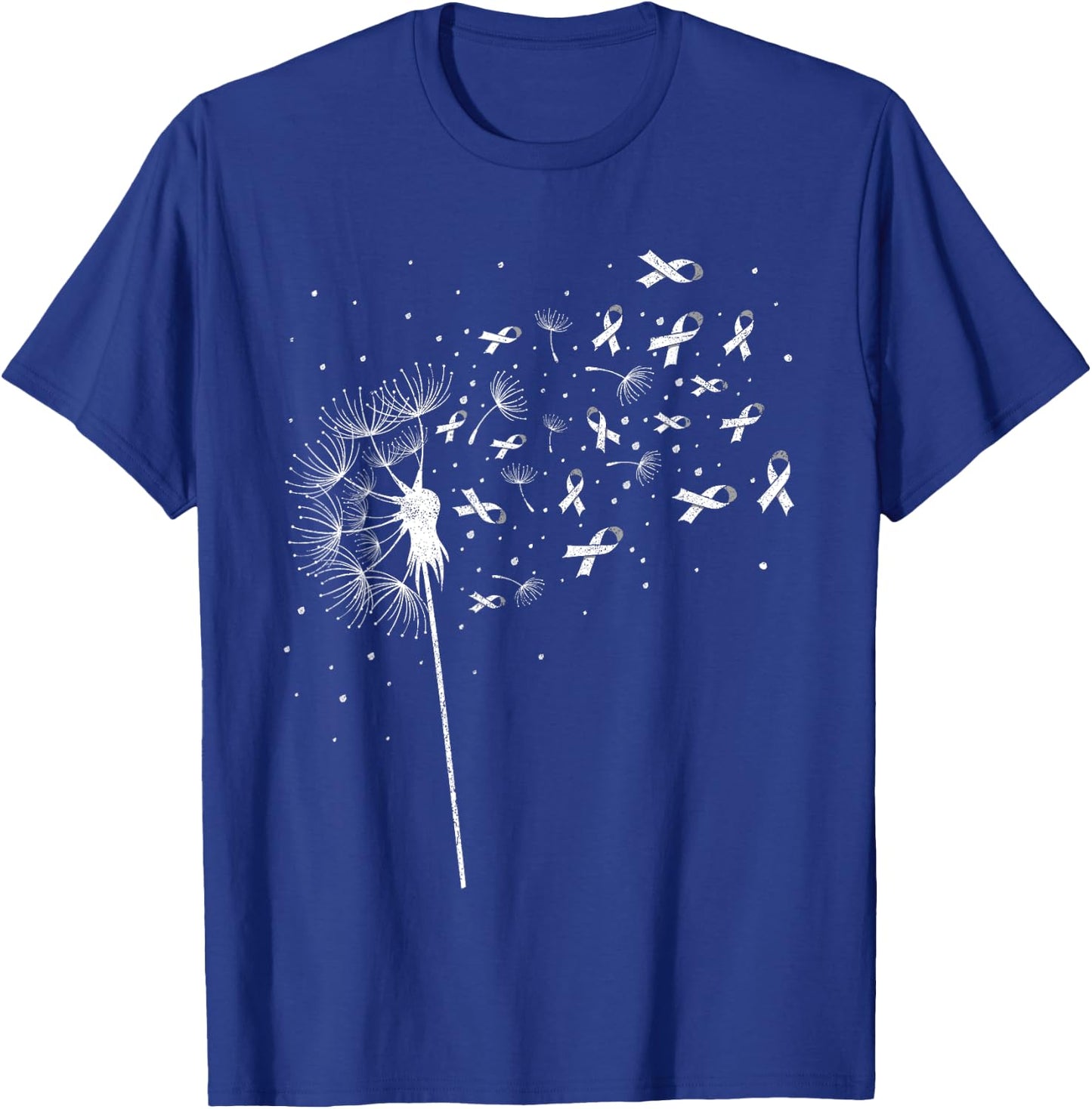 Dandelion Flower Men Women Apparel, White Ribbon Lung Cancer T-Shirt - T-Shirt | Royal