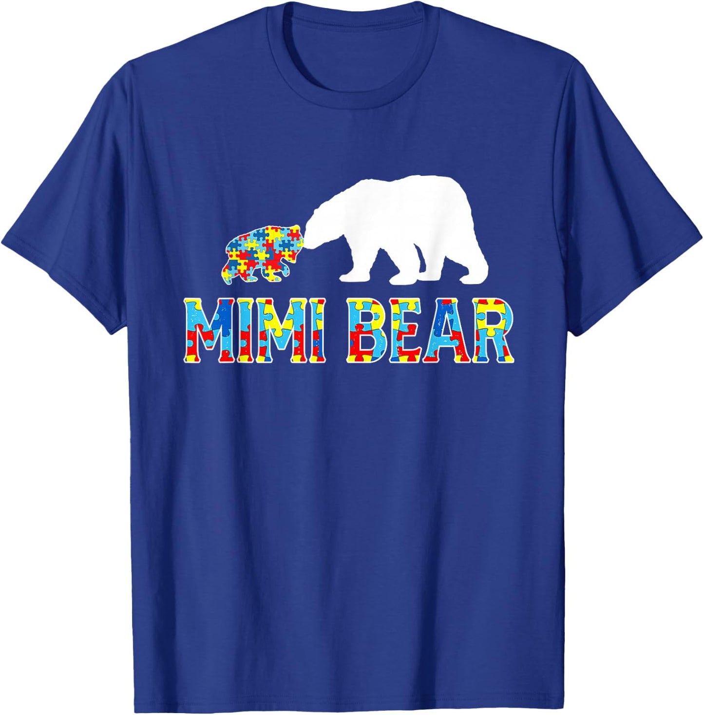 Autism Awareness Mimi Bear Puzzle Support Autistic Adults T-Shirt - T-Shirt | Royal
