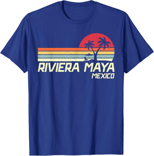 Summer Vacation Vintage Mexico Riviera Maya Beach T-Shirt - T-Shirt | Royal
