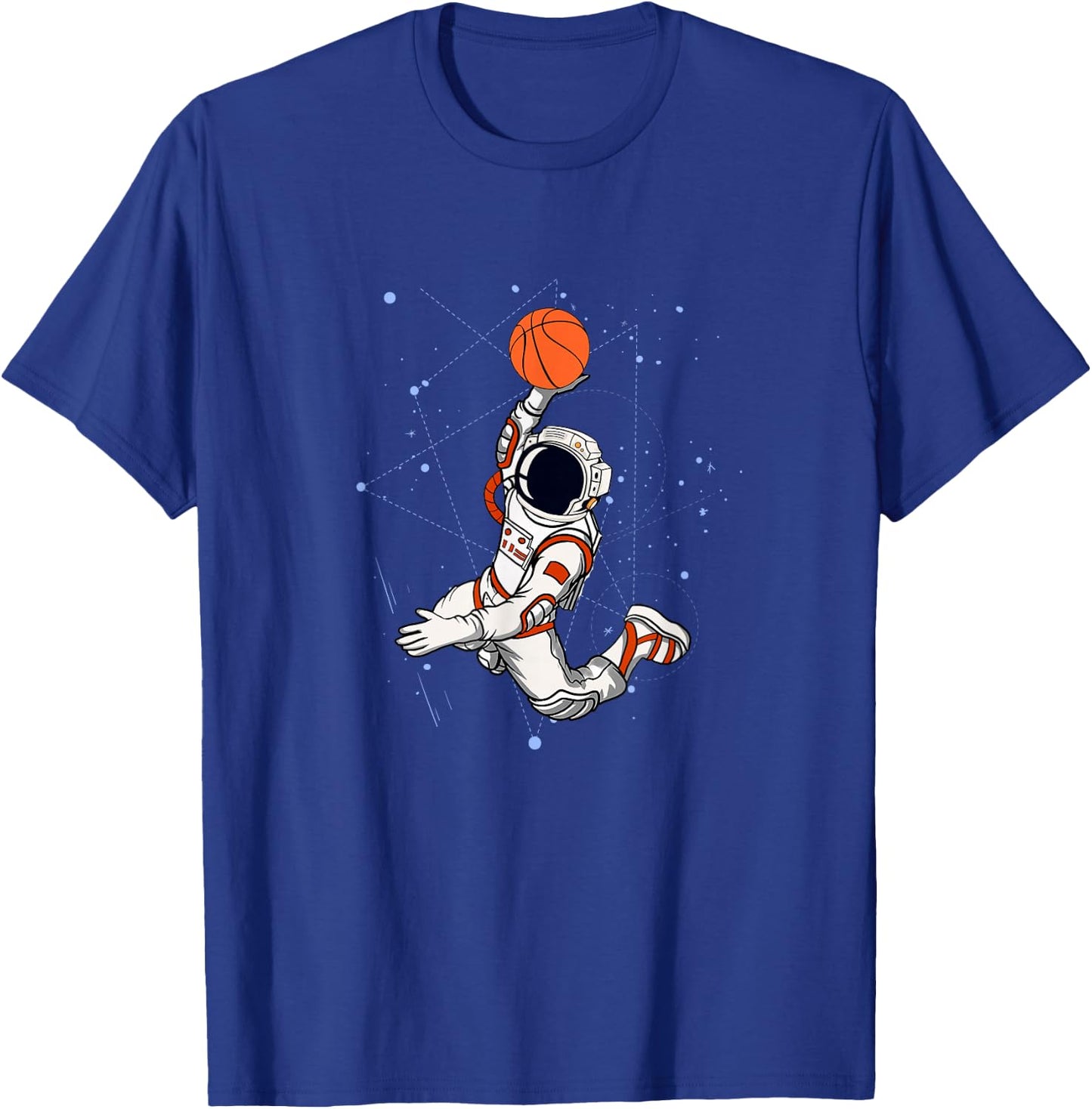 Astronaut Basketball Planets Science Space Universe Galaxy T-Shirt - T-Shirt | Royal