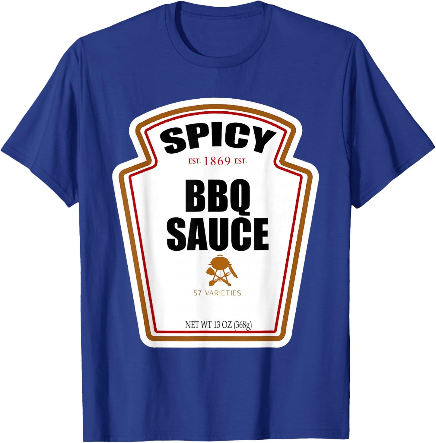 Halloween Matching Costume Spicy BBQ Sauce Bottle Label T-Shirt - T-Shirt | Royal