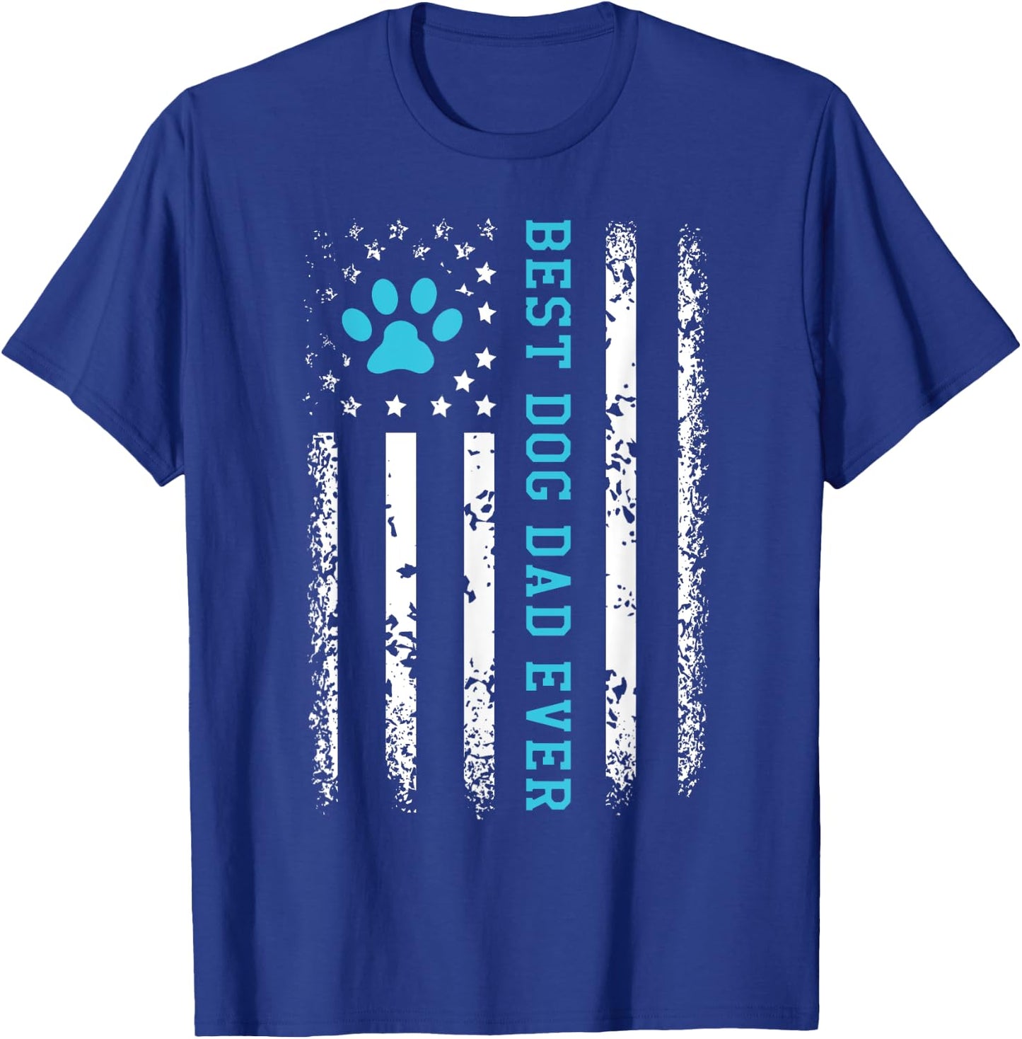 USA Flag Best Dog Dad Ever American Puppy Lover Paw T-Shirt - T-Shirt | Royal