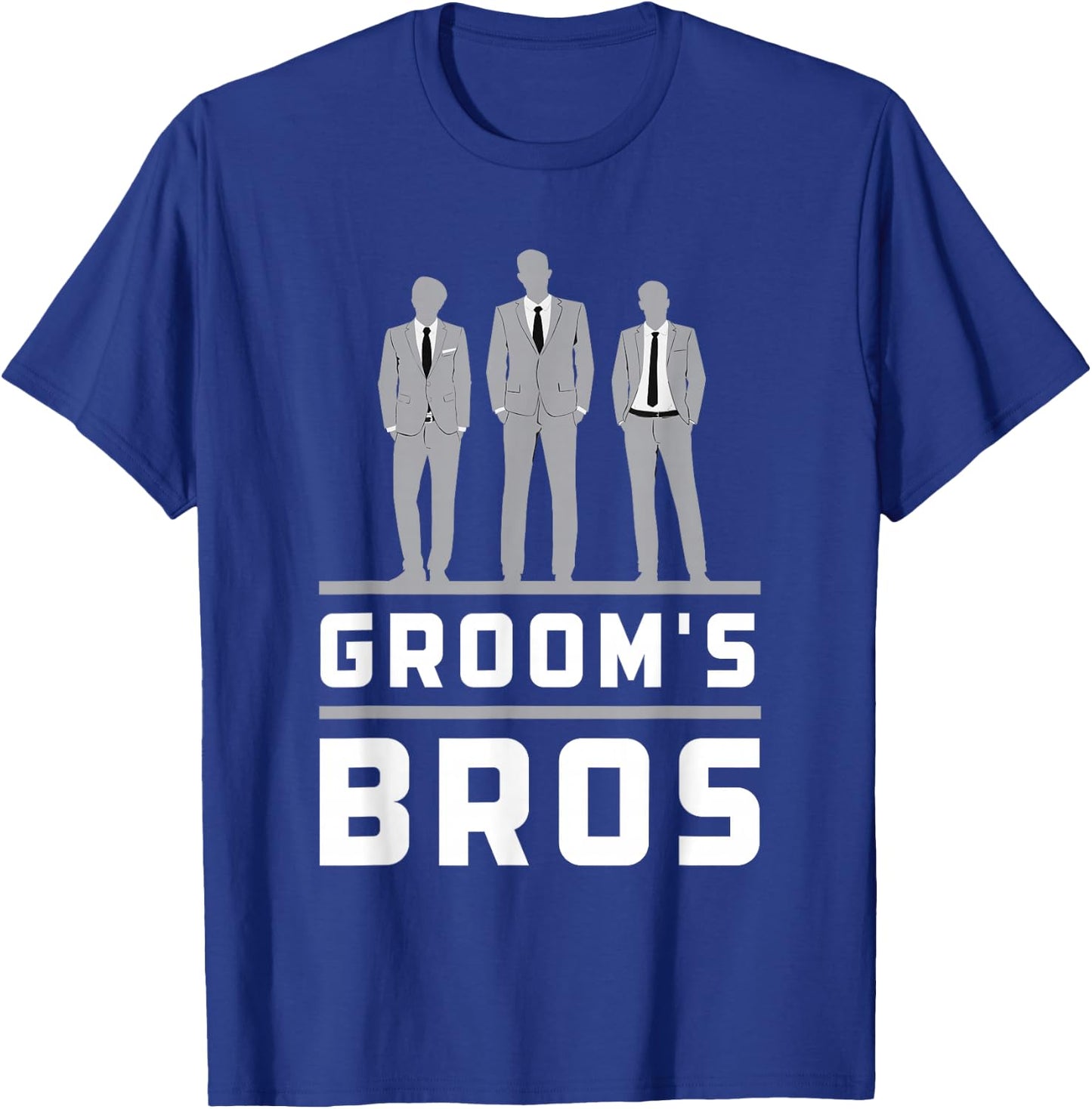 Groom's Bros Groomsmen Funny Wedding Groom Men T-Shirt - T-Shirt | Royal