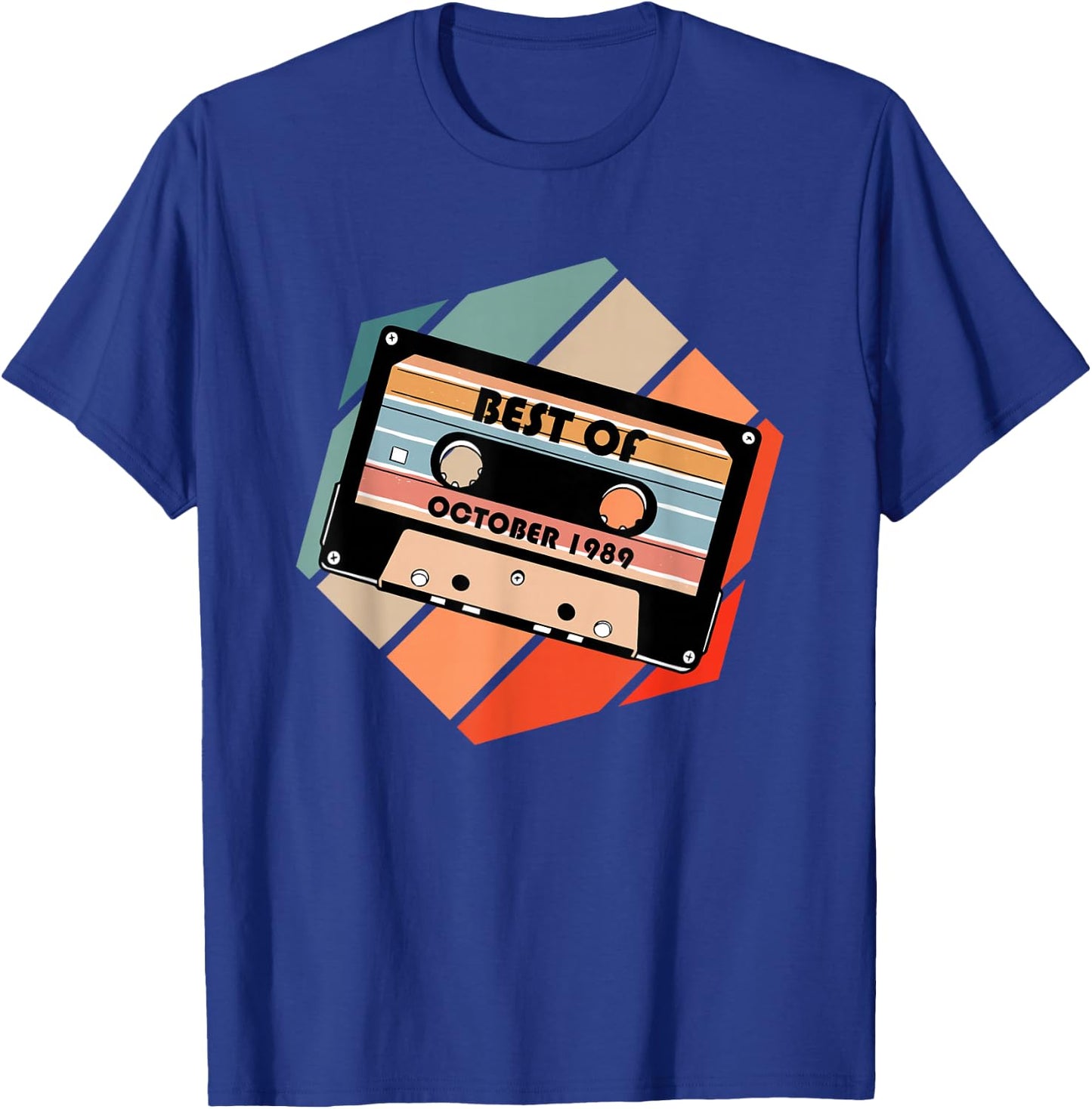 Vintage Best of October 1989 Cassette Retro Birthday Tape T-Shirt - T-Shirt | Royal