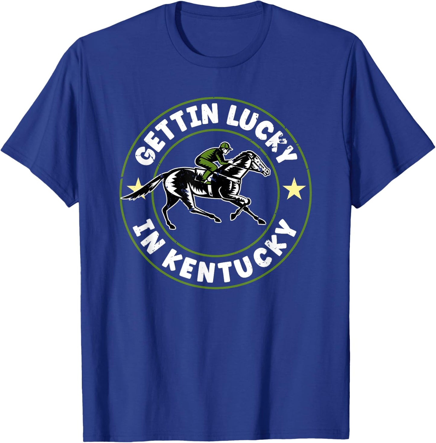 Vintage Getting Lucky In Kentucky Funny Horse Racing T-Shirt - T-Shirt | Royal