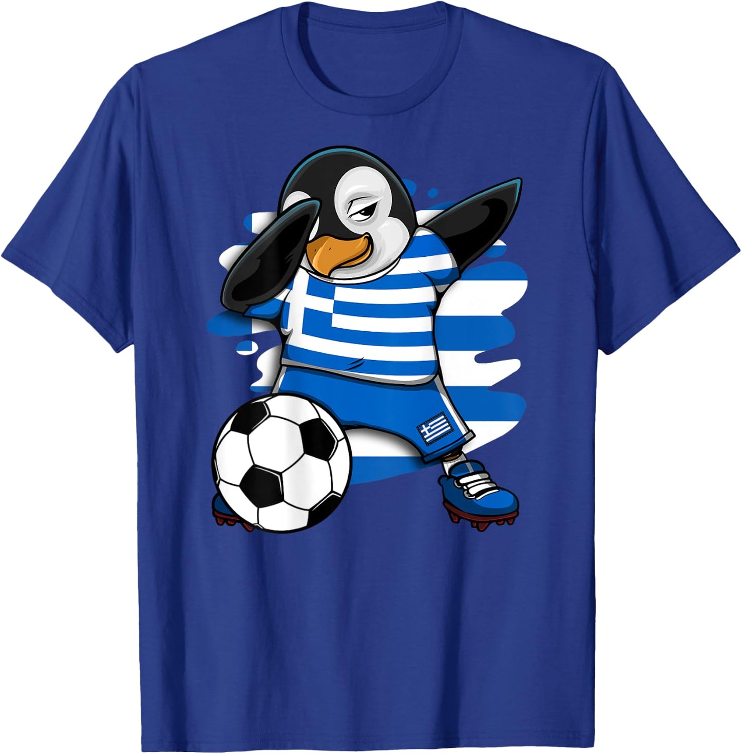 Dabbing Penguin Greece Soccer Fans Jersey Football Lovers T-Shirt - T-Shirt | Royal