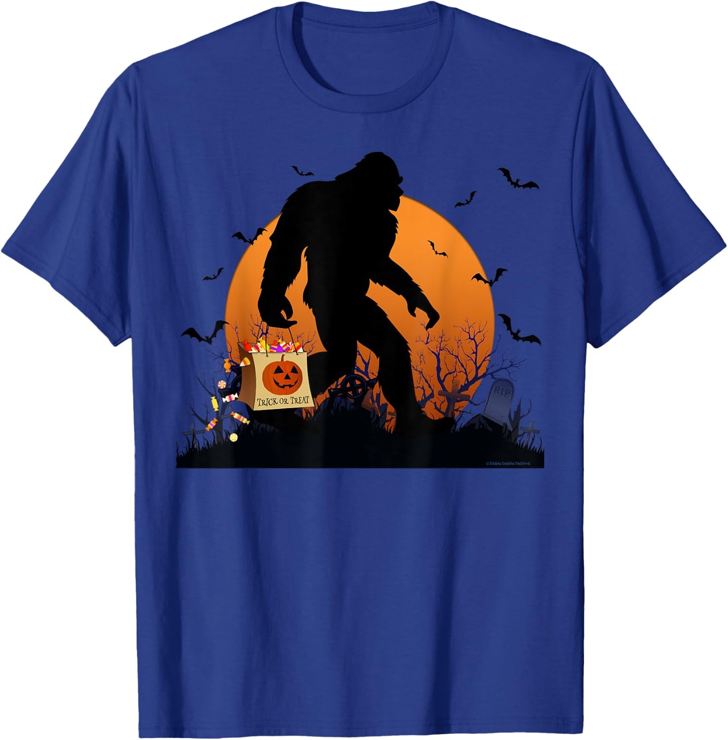 Funny Halloween Bigfoot Trick or Treating Full Moon Bigfoot T-Shirt - T-Shirt | Royal
