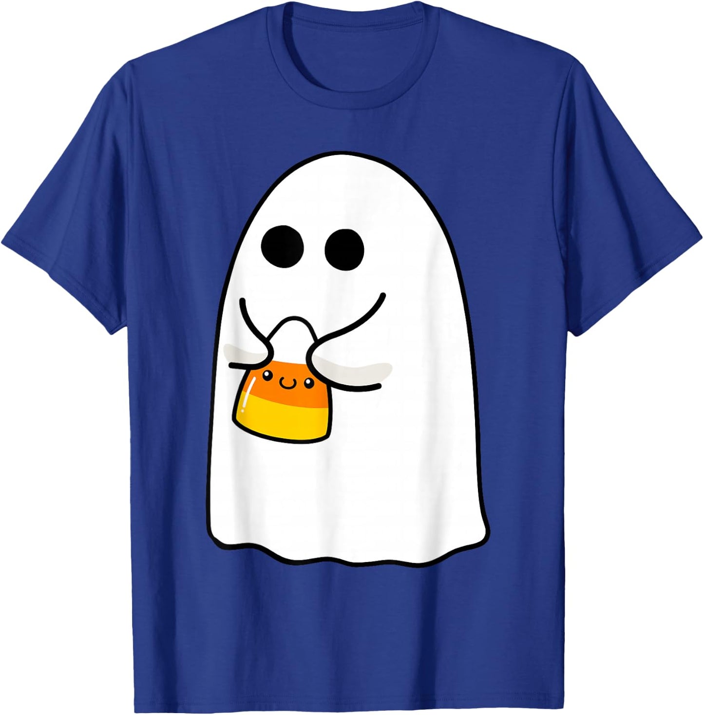 Ghost Holding Candy Corn Funny Halloween Costume Cute Ghost T-Shirt - T-Shirt | Royal