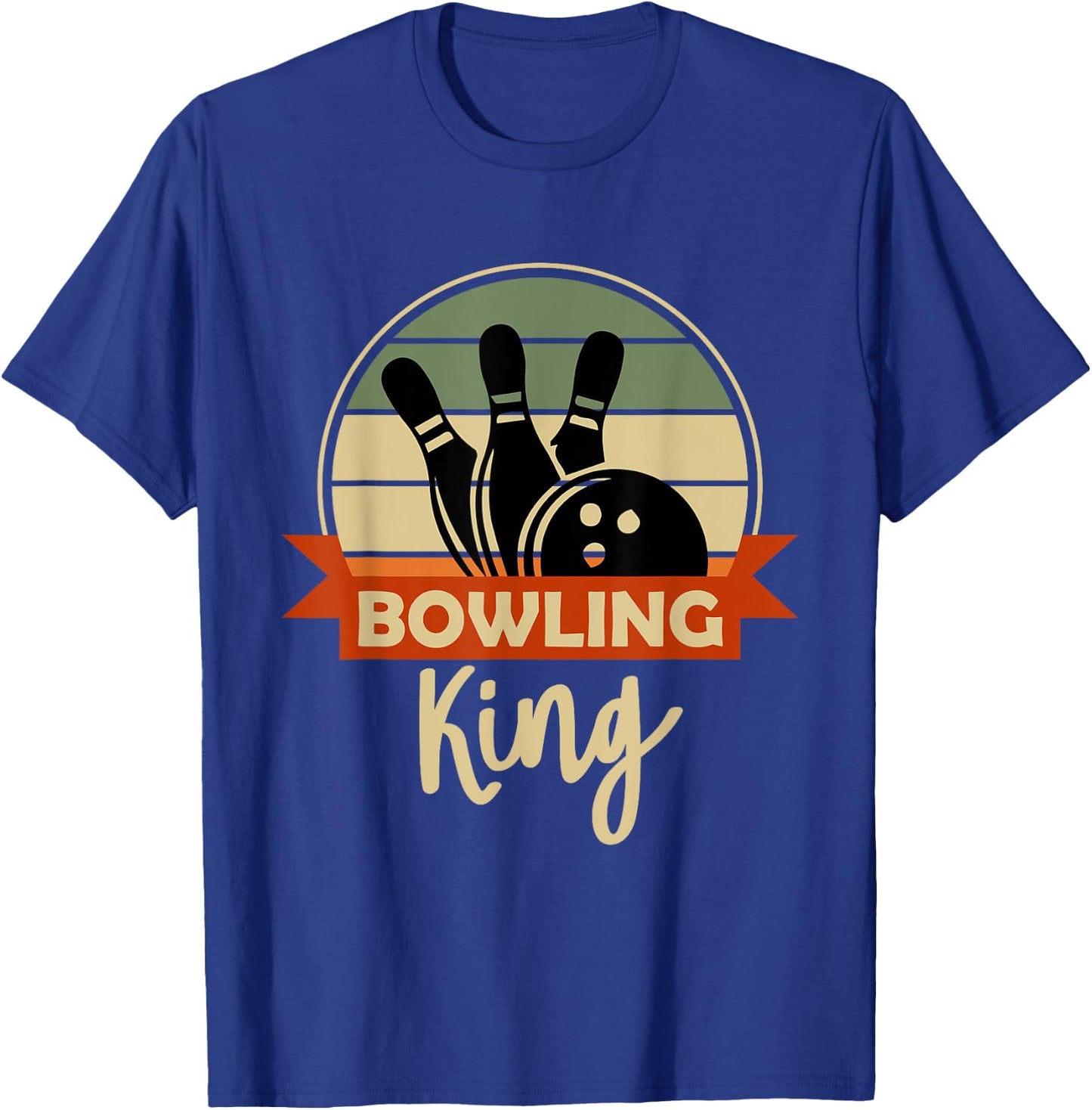 Bowling King Funny Bowling Ball Motif Bowler T-Shirt - T-Shirt | Royal