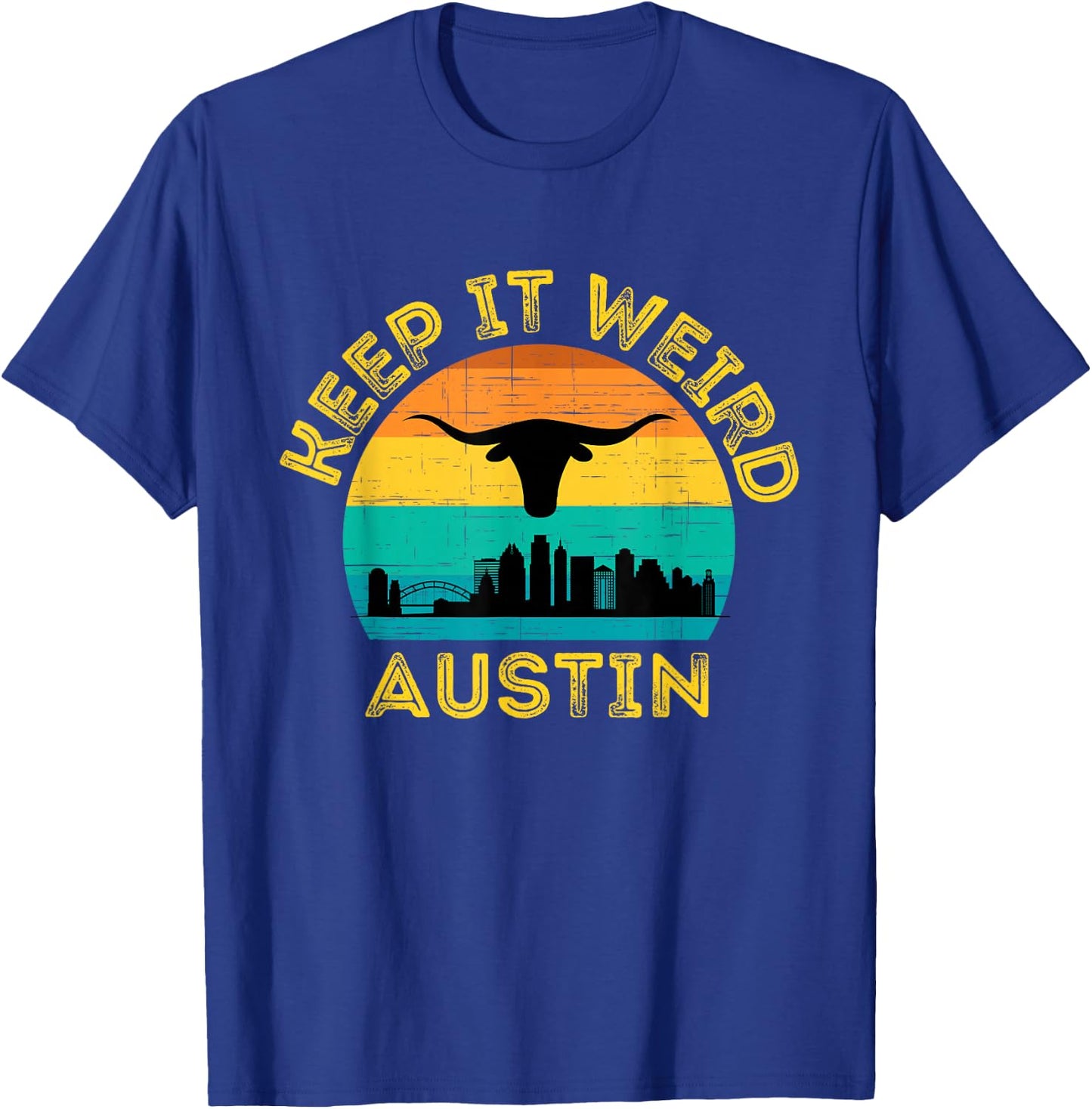 Vintage Austin, Texas Keep It Weird Sunset T-Shirt - T-Shirt | Royal