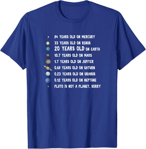 Planets 20 years old birthday Gift astronomy enthusiast T-Shirt - T-Shirt | Royal