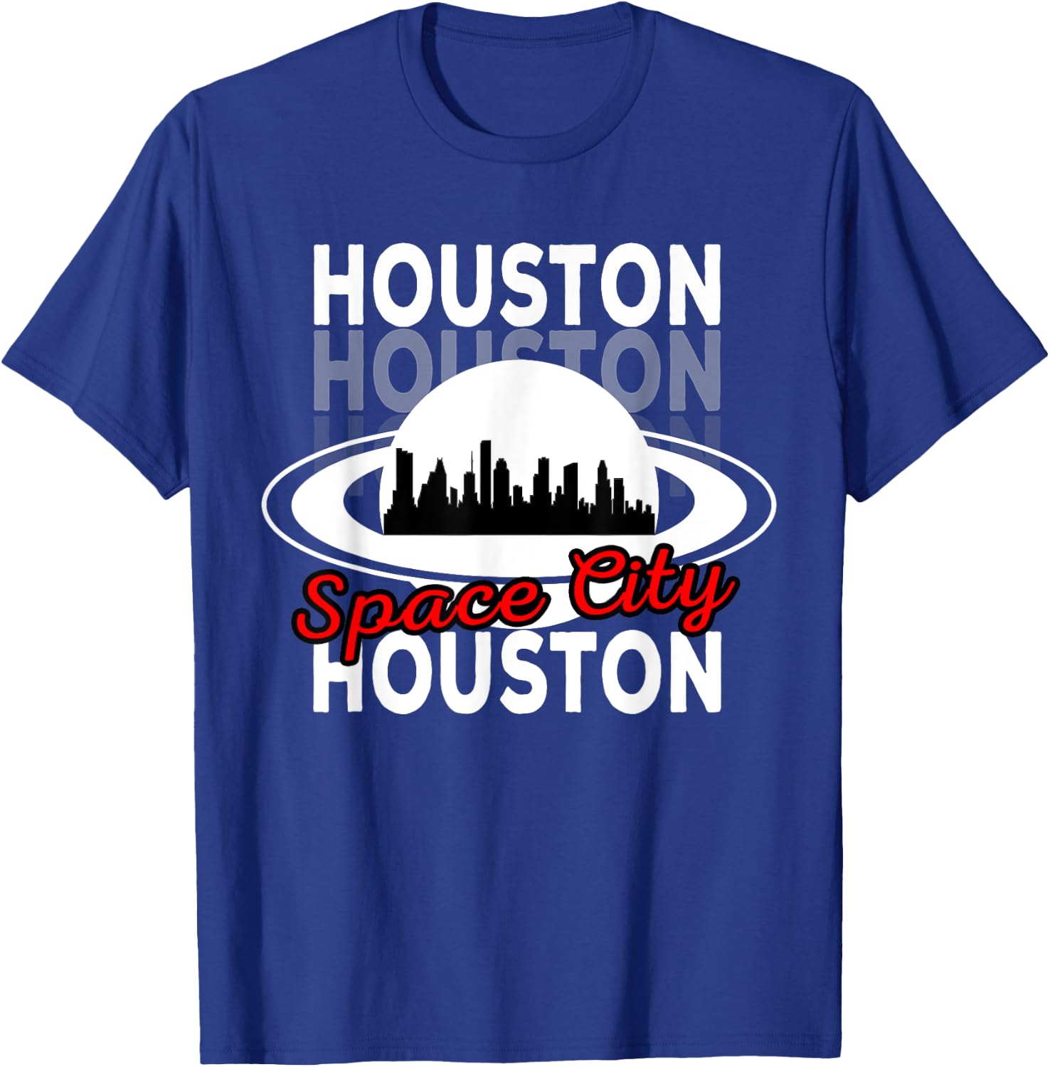 Houston Skyline Silhouette Houston Texas Space City T-Shirt - T-Shirt | Royal