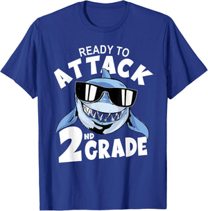 Ready to Attack 2nd Grade Shark - First Day Back To School T-Shirt - T-Shirt | Royal