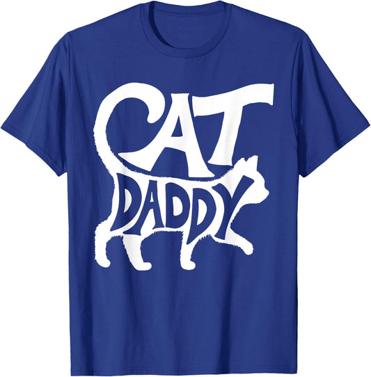 Cat Daddy Funny Cat Dad Simple Minimalist Lettering Men Women Girls Kids T-Shirt - T-Shirt | Royal