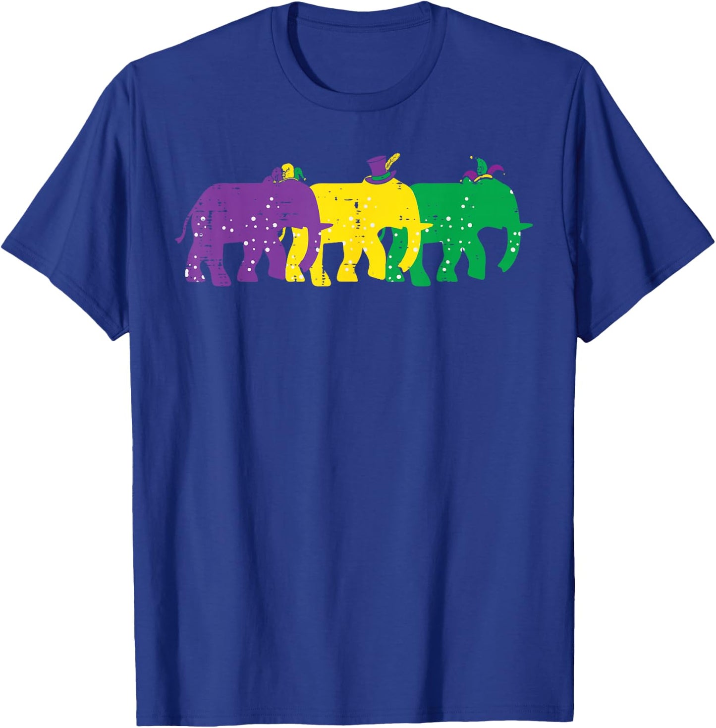 Elephants Purple Yellow Louisiana Mardi Gras Women Men Kids T-Shirt - T-Shirt | Royal