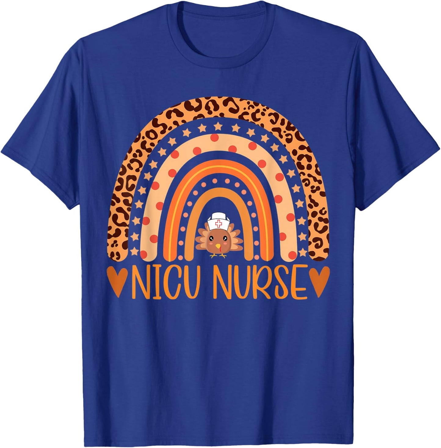 Turkey Nurse Leopard Thanksgiving NICU Nurse Rainbow Women T-Shirt - T-Shirt | Royal