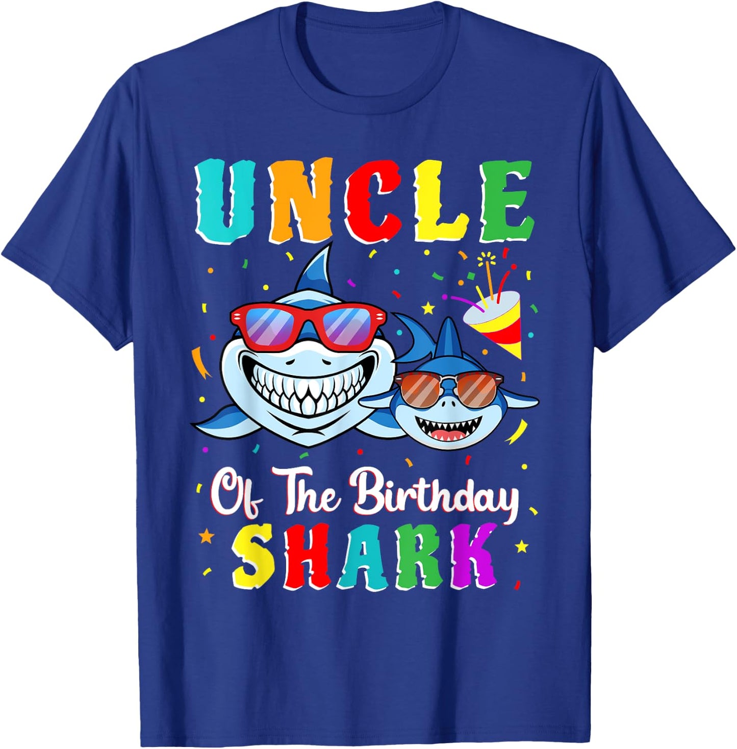 Uncle Of The Shark Birthday Family Matching Birthday Nephew T-Shirt - T-Shirt | Royal