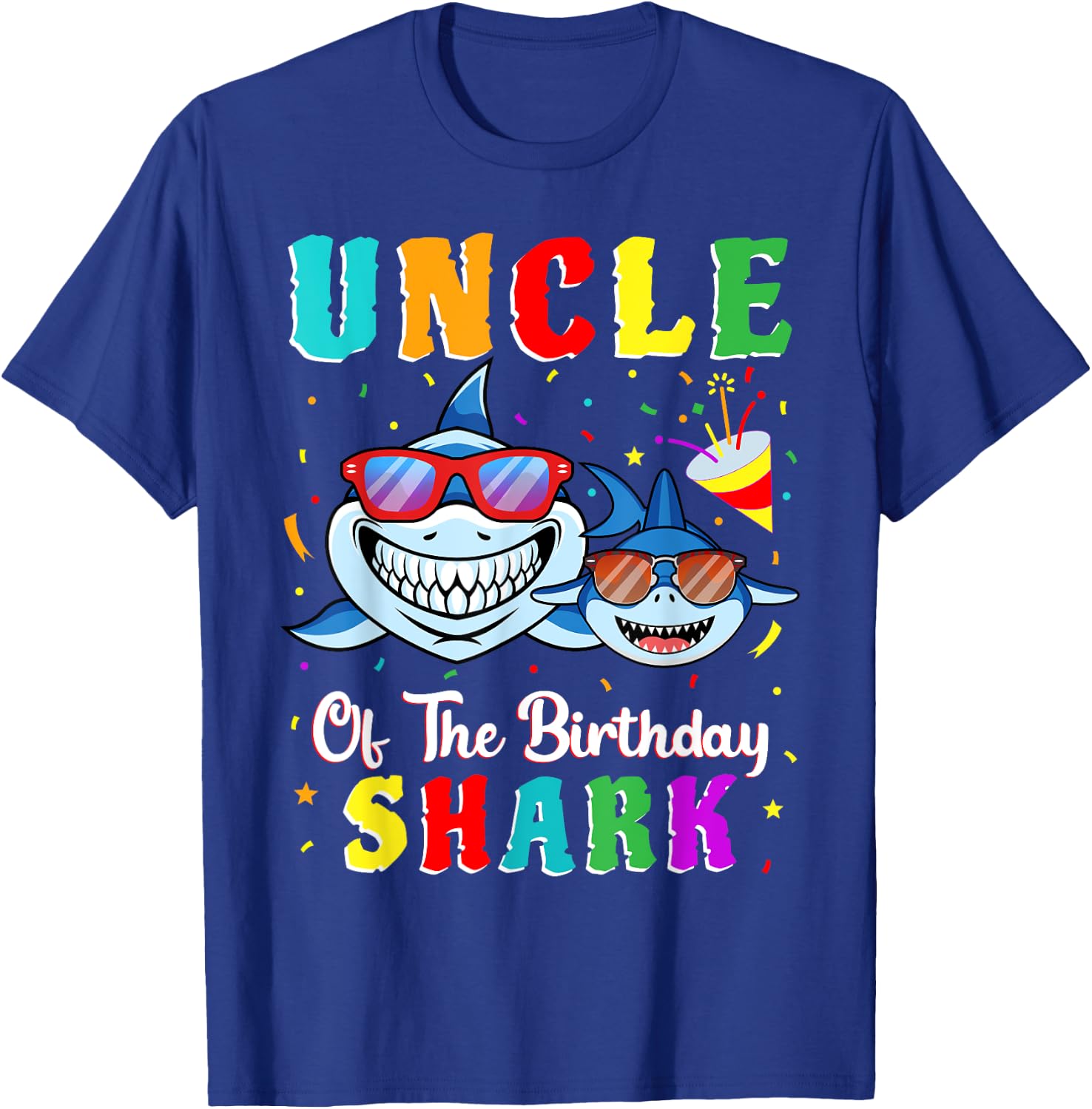 Uncle Of The Shark Birthday Family Matching Birthday Nephew T-Shirt - T-Shirt | Royal